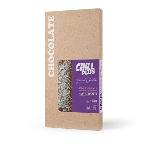 Delta 8 THC Milk Chocolate & Coconut Flakes Bar - 600mg - Chill Plus - Thumbnail 3