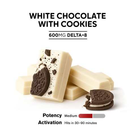 Delta 8 THC White Chocolate & Cookies Bar - 600mg - Chill Plus - Thumbnail 4