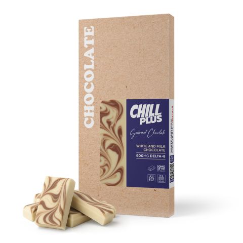 Delta 8 THC White & Milk Chocolate Bar - 600mg - Chill Plus - Thumbnail 2