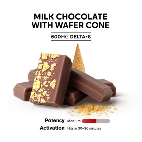 Delta 8 THC Milk Chocolate & Wafer Cone Bar - 600mg - Chill Plus - Thumbnail 4