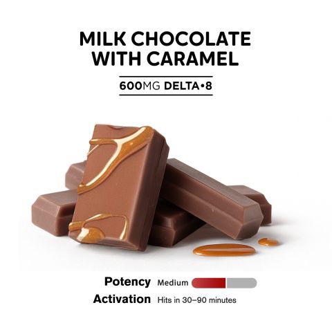 Delta 8 THC Milk Chocolate & Caramel Bar - 600mg - Chill Plus - Thumbnail 4