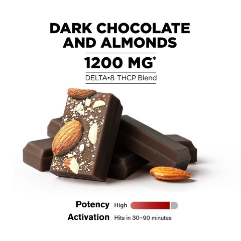 Delta 8 THC Dark Chocolate & Almond Bar - 1,200mg - Chill Plus - Thumbnail 4