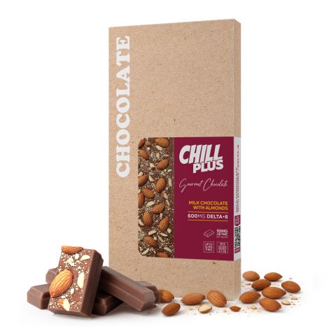 Delta 8 THC Milk Chocolate & Almonds Bar - 600mg - Chill Plus - Thumbnail 2