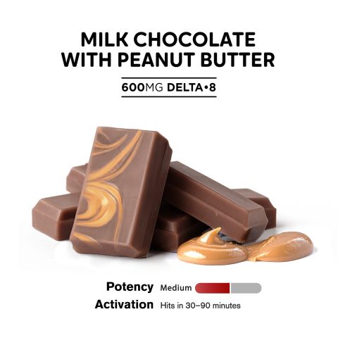 Delta 8 THC Milk Chocolate & Peanut Butter Bar - 600mg - Chill Plus - Thumbnail 4