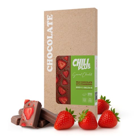 Delta 8 THC Milk Chocolate & Strawberries Bar - 600mg - Chill Plus - Thumbnail 2