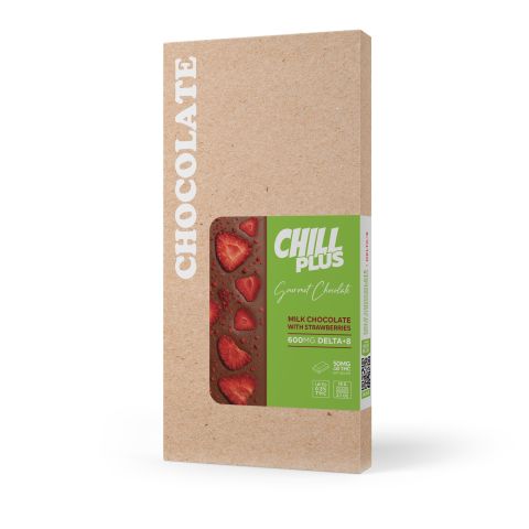 Delta 8 THC Milk Chocolate & Strawberries Bar - 600mg - Chill Plus - Thumbnail 3