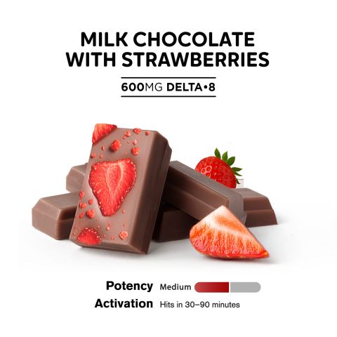 Delta 8 THC Milk Chocolate & Strawberries Bar - 600mg - Chill Plus - Thumbnail 4