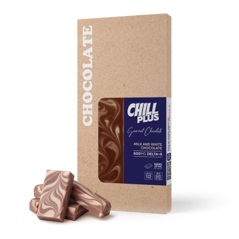 Delta 8 THC Milk & White Chocolate Bar - 600mg - Chill Plus - Thumbnail 2