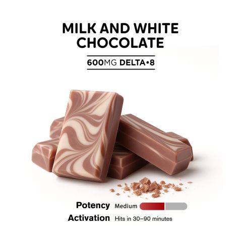 Delta 8 THC Milk & White Chocolate Bar - 600mg - Chill Plus - Thumbnail 4