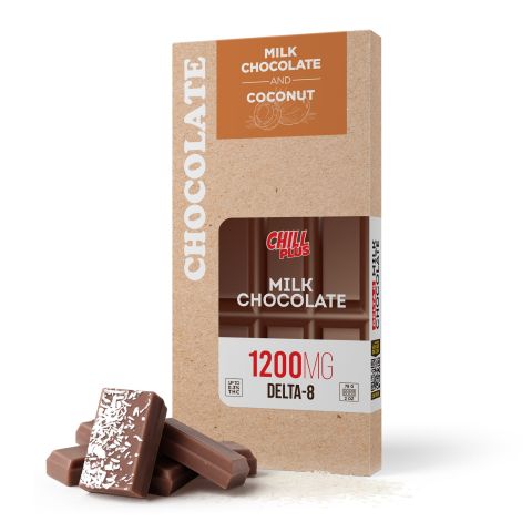 Delta 8 THC Milk Chocolate & Coconut Flakes Bar - 1,200mg - Chill Plus - Thumbnail 2
