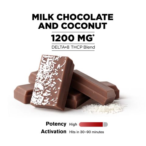Delta 8 THC Milk Chocolate & Coconut Flakes Bar - 1,200mg - Chill Plus - Thumbnail 4