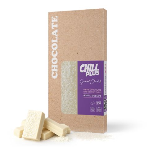 Delta 8 THC White Chocolate & Coconut Flakes Bar - 600mg - Chill Plus - Thumbnail 2