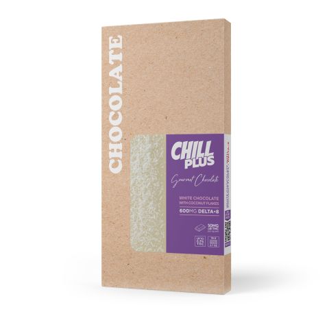 Delta 8 THC White Chocolate & Coconut Flakes Bar - 600mg - Chill Plus - Thumbnail 3