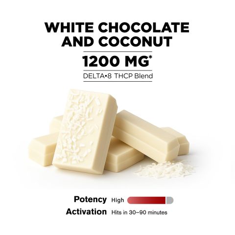Delta 8 THC White Chocolate & Coconut Flakes Bar - 1,200mg - Chill Plus - Thumbnail 4