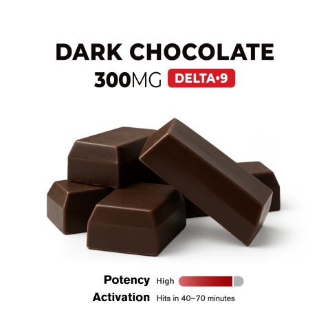 Delta 9 THC Dark Chocolate Bar - 300mg - Fresh - Thumbnail 4