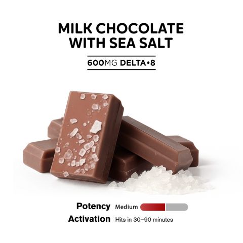 Delta 8 THC Milk Chocolate & Sea Salt Bar - 600mg - Chill Plus - Thumbnail 4