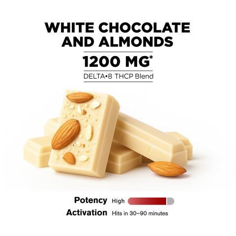 Delta 8 THC White Chocolate & Almonds Bar - 1,200mg - Chill Plus - Thumbnail 4