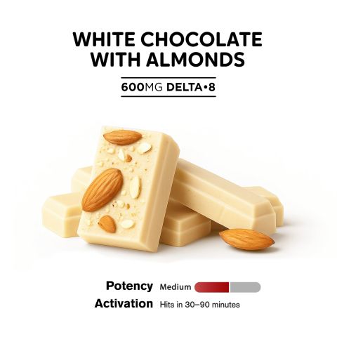 Delta 8 THC White Chocolate & Almonds Bar - 600mg - Chill Plus - Thumbnail 4