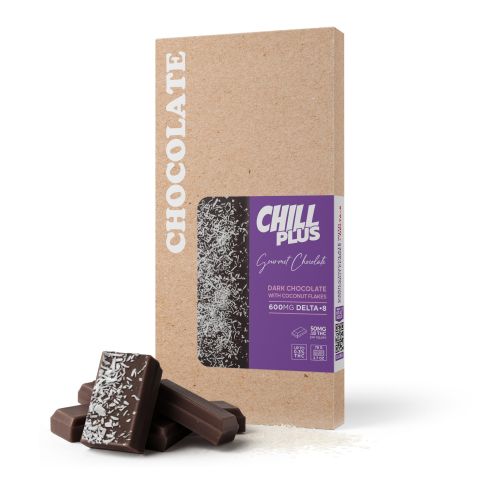Delta 8 THC Dark Chocolate & Coconut Flakes Bar - 600mg - Chill Plus - Thumbnail 2