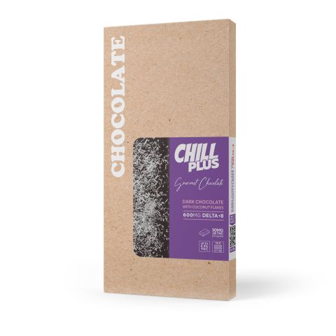 Delta 8 THC Dark Chocolate & Coconut Flakes Bar - 600mg - Chill Plus - Thumbnail 3
