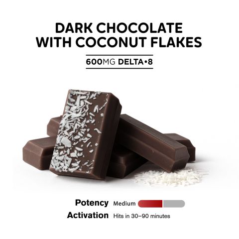 Delta 8 THC Dark Chocolate & Coconut Flakes Bar - 600mg - Chill Plus - Thumbnail 4