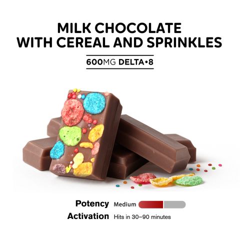 Delta 8 THC Milk Chocolate w/ Cereal & Sprinkles Bar - 600mg - Chill Plus - Thumbnail 4