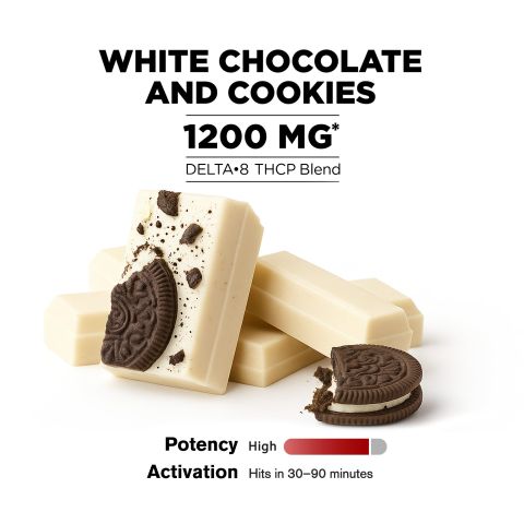 Delta 8 THC White Chocolate & Cookies Bar - 1,200mg - Chill Plus - Thumbnail 4