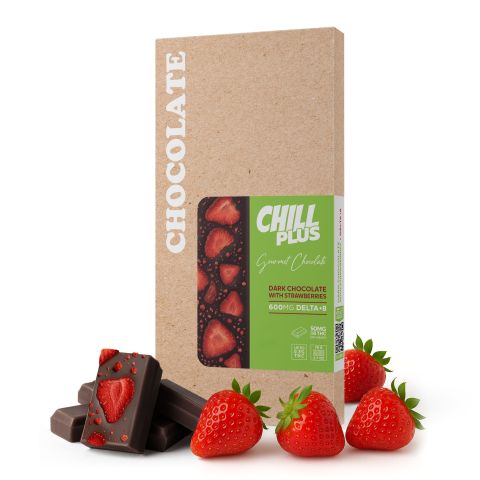 Delta 8 THC Dark Chocolate & Strawberries Bar - 600mg - Chill Plus - Thumbnail 2