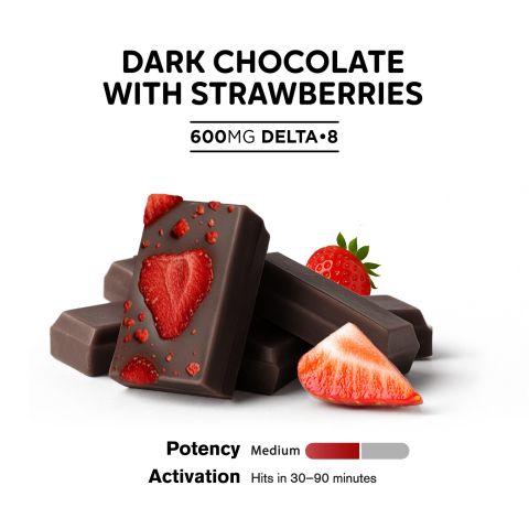 Delta 8 THC Dark Chocolate & Strawberries Bar - 600mg - Chill Plus - Thumbnail 4