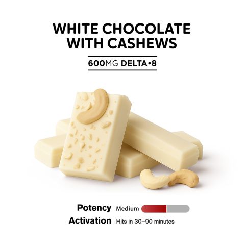 Delta 8 THC White Chocolate & Cashews Bar - 600mg - Chill Plus - Thumbnail 4