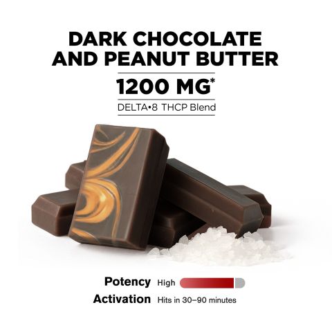 Delta 8 THC Dark Chocolate & Peanut Butter Bar - 1,200mg - Chill Plus - Thumbnail 4