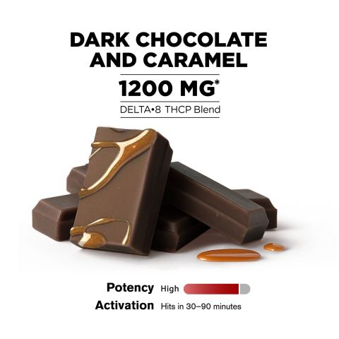 Delta 8 THC Dark Chocolate & Caramel Bar - 1,200mg - Chill Plus - Thumbnail 4