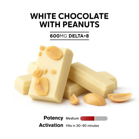 Delta 8 THC White Chocolate & Peanuts Bar - 600mg - Chill Plus - Thumbnail 4