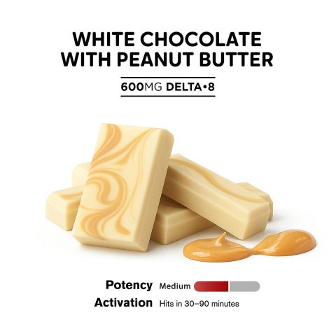 Delta 8 THC White Chocolate & Peanut Butter Bar - 600mg - Chill Plus - Thumbnail 4