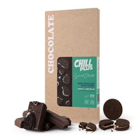 Delta 8 THC Dark Chocolate & Cookies Bar - 600mg - Chill Plus - Thumbnail 2