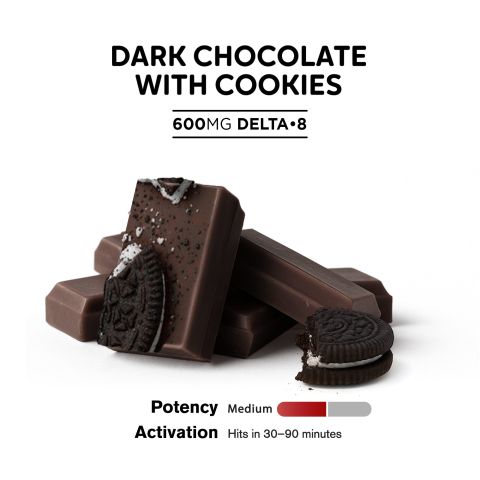 Delta 8 THC Dark Chocolate & Cookies Bar - 600mg - Chill Plus - Thumbnail 4