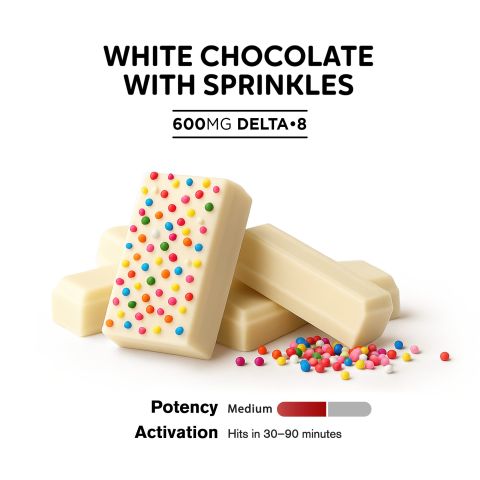 Delta 8 THC White Chocolate & Sprinkles Bar - 600mg - Chill Plus - Thumbnail 4