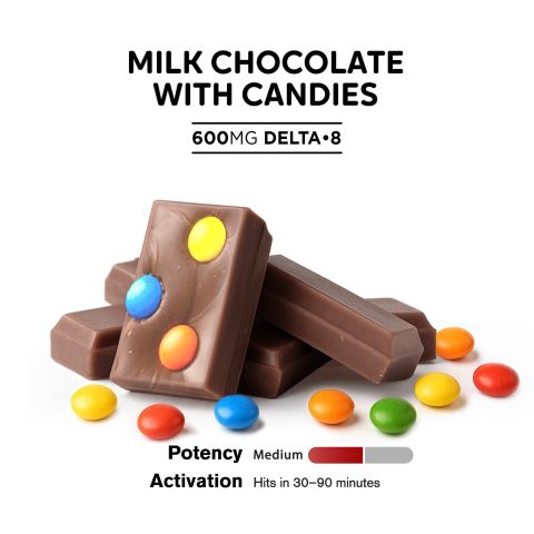 Delta 8 THC Milk Chocolate & Candies Bar - 600mg - Chill Plus - Thumbnail 4