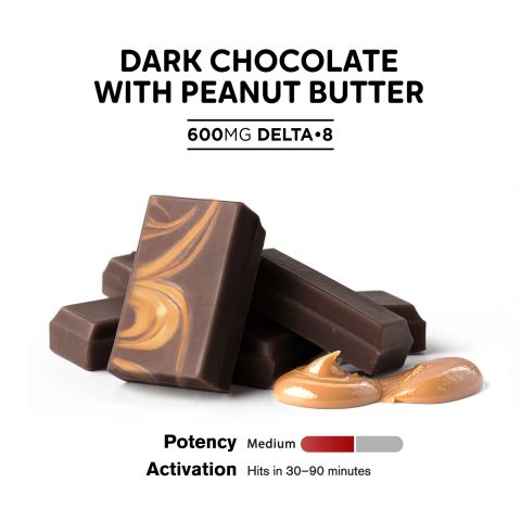 Delta 8 THC Dark Chocolate & Peanut Butter Bar - 600mg - Chill Plus - Thumbnail 4