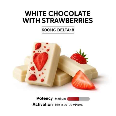 Delta 8 THC White Chocolate & Strawberries Bar - 600mg - Chill Plus - Thumbnail 4