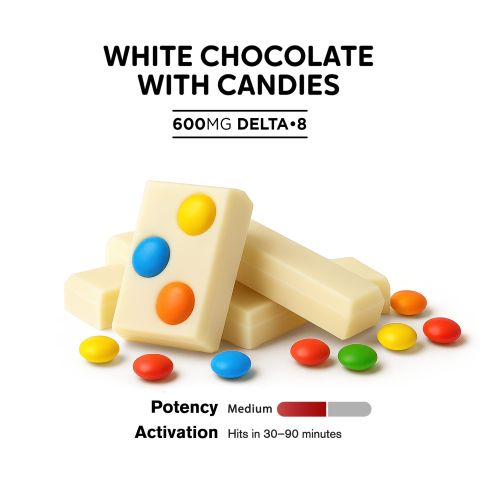 Delta 8 THC White Chocolate & Candies Bar - 600mg - Chill Plus - Thumbnail 4