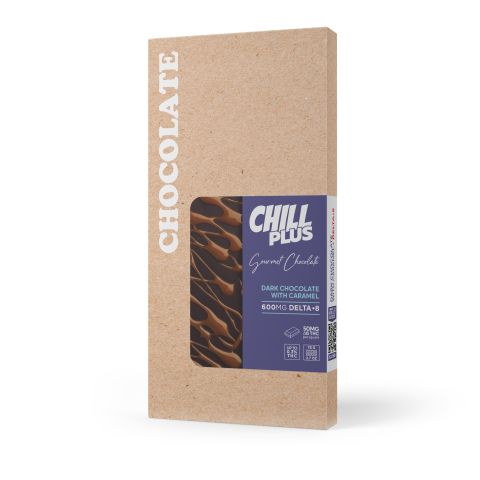 D8 & D9 THC Dark Chocolate & Caramel Bar - 600mg - Chill Plus - Thumbnail 3