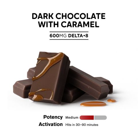 D8 & D9 THC Dark Chocolate & Caramel Bar - 600mg - Chill Plus - Thumbnail 4