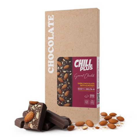 Delta 8 THC Dark Chocolate & Almond Bar - 600mg - Chill Plus - Thumbnail 2