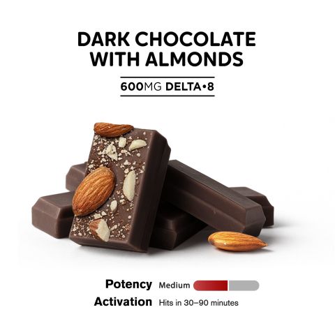 Delta 8 THC Dark Chocolate & Almond Bar - 600mg - Chill Plus - Thumbnail 4