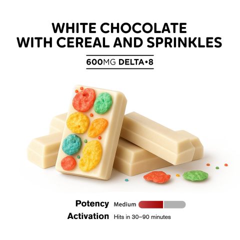 Delta 8 THC White Chocolate w/ Cereal & Sprinkles Bar - 600mg - Chill Plus - Thumbnail 4