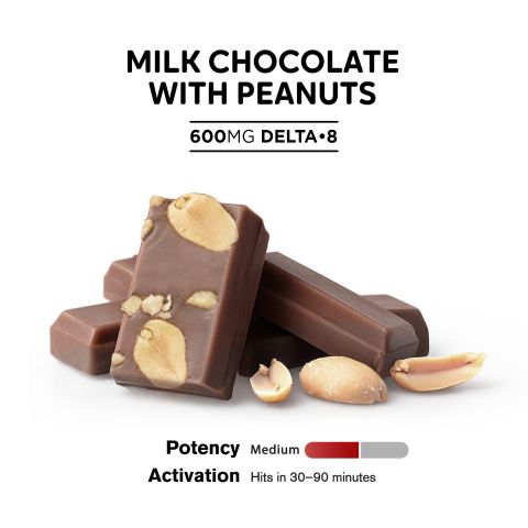 Delta 8 THC Milk Chocolate & Peanuts Bar - 600mg - Chill Plus - Thumbnail 4