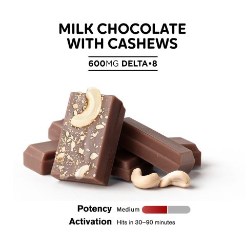 Delta 8 THC Milk Chocolate & Cashews Bar - 600mg - Chill Plus - Thumbnail 4