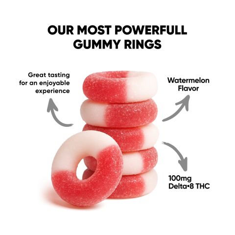 Delta 8 Gummies - 100mg - Sour Watermelon Rings - Chill Extreme - Thumbnail 2