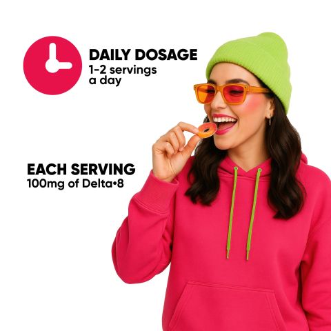 Delta 8 Gummies - 100mg - Peach Sour Rings - Chill Extreme - Thumbnail 8